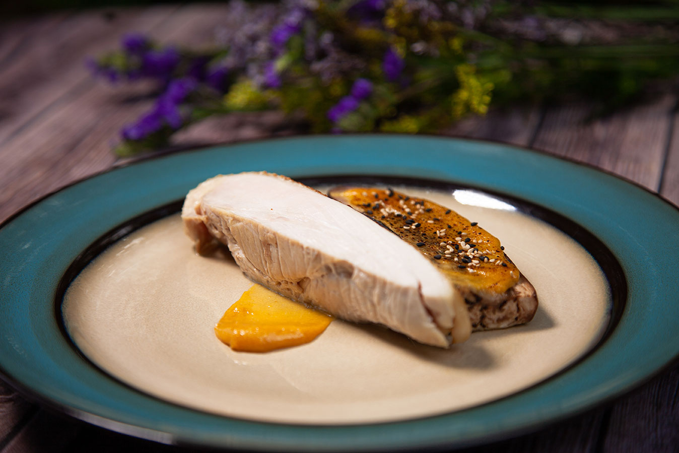 Chicken with miso mustard eggplant Chicken with miso mustard eggplant